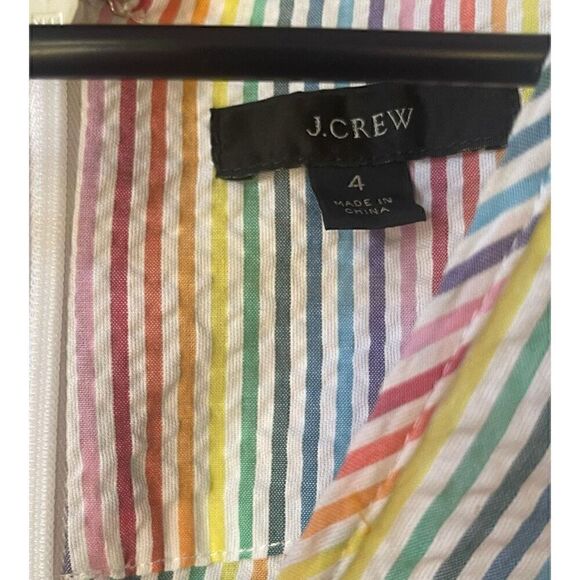 J. Crew Multicolor Pastel Rainbow Poplin Peplum Zip Back Boho Blouse Size Small - Picture 3 of 6